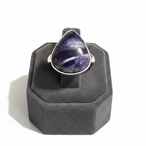 Natural Tiffany Stone Ring Sterling Silver Statement Jewelry Purple Rare Size 7